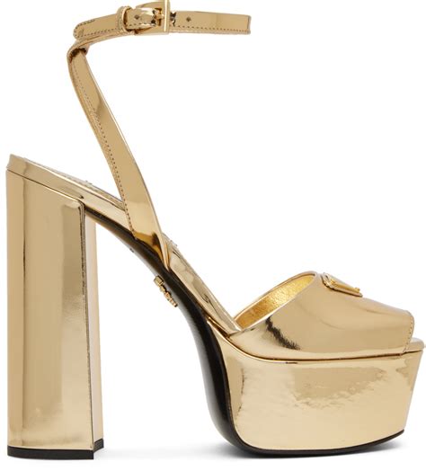 prada gold high heels|prada chunky heel ankle boots.